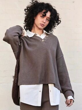 Free People Hailee Sweater Set Brown Crew Neck Sweater